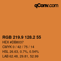 カラーコード: RGB 219.9 128.2 55 | qconv.com