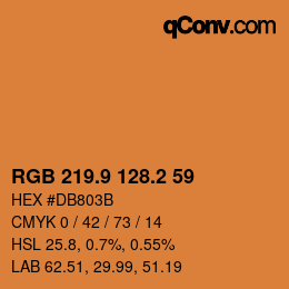 カラーコード: RGB 219.9 128.2 59 | qconv.com