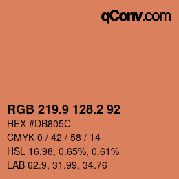 カラーコード: RGB 219.9 128.2 92 | qconv.com