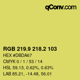 カラーコード: RGB 219.9 218.2 103 | qconv.com