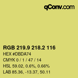 カラーコード: RGB 219.9 218.2 116 | qconv.com