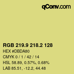 カラーコード: RGB 219.9 218.2 128 | qconv.com