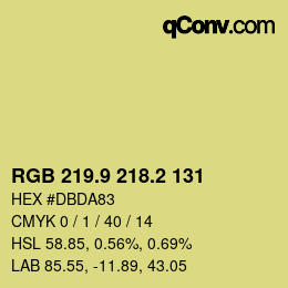 カラーコード: RGB 219.9 218.2 131 | qconv.com