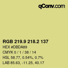 カラーコード: RGB 219.9 218.2 137 | qconv.com