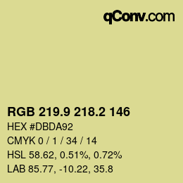 カラーコード: RGB 219.9 218.2 146 | qconv.com