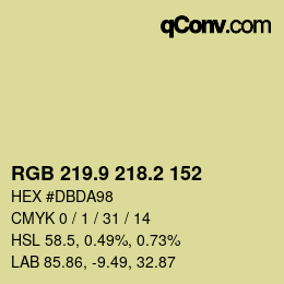 Color code: RGB 219.9 218.2 152 | qconv.com