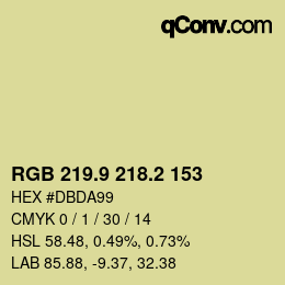 Color code: RGB 219.9 218.2 153 | qconv.com