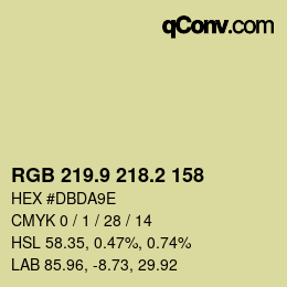 Color code: RGB 219.9 218.2 158 | qconv.com