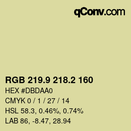 カラーコード: RGB 219.9 218.2 160 | qconv.com