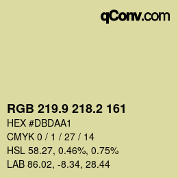 Color code: RGB 219.9 218.2 161 | qconv.com