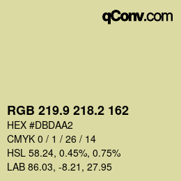 Color code: RGB 219.9 218.2 162 | qconv.com