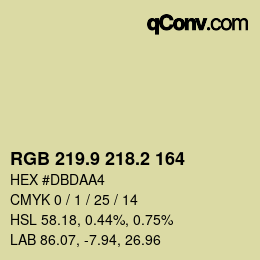 カラーコード: RGB 219.9 218.2 164 | qconv.com