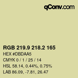 Color code: RGB 219.9 218.2 165 | qconv.com