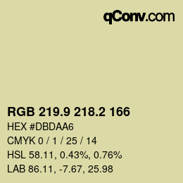 Color code: RGB 219.9 218.2 166 | qconv.com