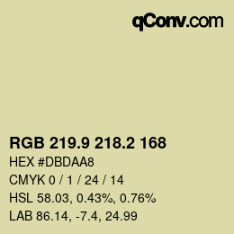 Color code: RGB 219.9 218.2 168 | qconv.com