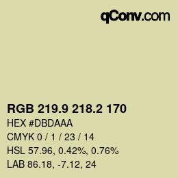 カラーコード: RGB 219.9 218.2 170 | qconv.com