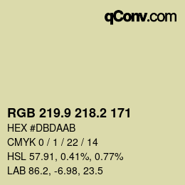 Color code: RGB 219.9 218.2 171 | qconv.com