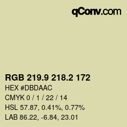Color code: RGB 219.9 218.2 172 | qconv.com