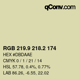 カラーコード: RGB 219.9 218.2 174 | qconv.com