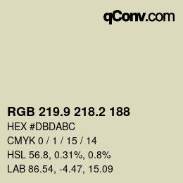 カラーコード: RGB 219.9 218.2 188 | qconv.com