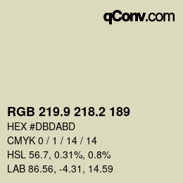 カラーコード: RGB 219.9 218.2 189 | qconv.com