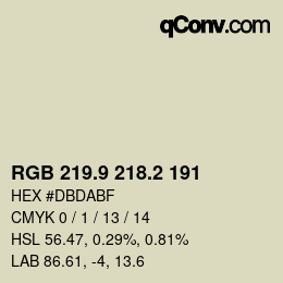 カラーコード: RGB 219.9 218.2 191 | qconv.com
