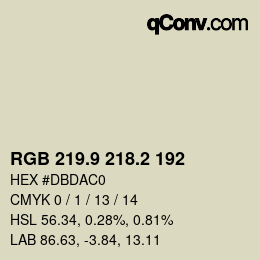 カラーコード: RGB 219.9 218.2 192 | qconv.com