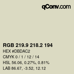 カラーコード: RGB 219.9 218.2 194 | qconv.com
