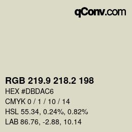 カラーコード: RGB 219.9 218.2 198 | qconv.com