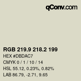 カラーコード: RGB 219.9 218.2 199 | qconv.com