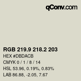 Color code: RGB 219.9 218.2 203 | qconv.com
