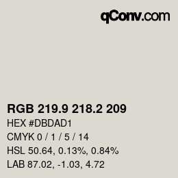Color code: RGB 219.9 218.2 209 | qconv.com