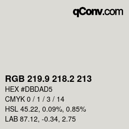 Color code: RGB 219.9 218.2 213 | qconv.com