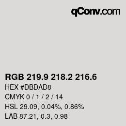 カラーコード: RGB 219.9 218.2 216.6 | qconv.com