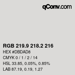カラーコード: RGB 219.9 218.2 216 | qconv.com