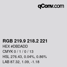 Color code: RGB 219.9 218.2 221 | qconv.com