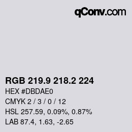 カラーコード: RGB 219.9 218.2 224 | qconv.com