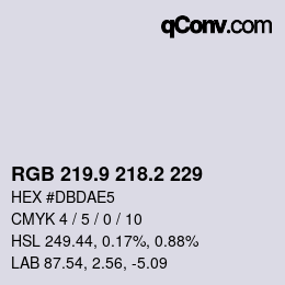 Color code: RGB 219.9 218.2 229 | qconv.com