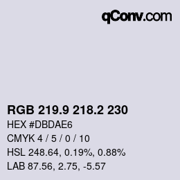 カラーコード: RGB 219.9 218.2 230 | qconv.com