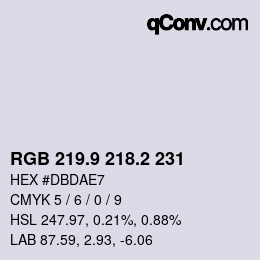 Color code: RGB 219.9 218.2 231 | qconv.com