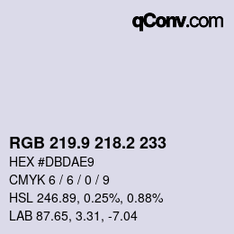 Color code: RGB 219.9 218.2 233 | qconv.com