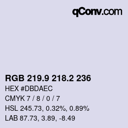カラーコード: RGB 219.9 218.2 236 | qconv.com