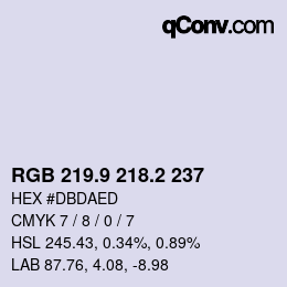 カラーコード: RGB 219.9 218.2 237 | qconv.com