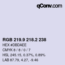 Color code: RGB 219.9 218.2 238 | qconv.com