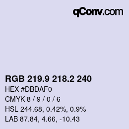 Color code: RGB 219.9 218.2 240 | qconv.com