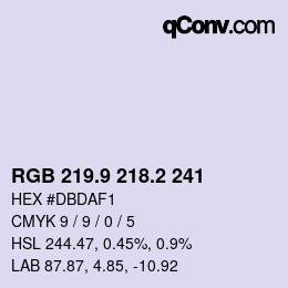 Color code: RGB 219.9 218.2 241 | qconv.com