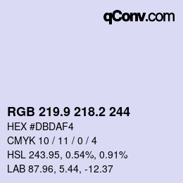 カラーコード: RGB 219.9 218.2 244 | qconv.com