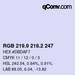 カラーコード: RGB 219.9 218.2 247 | qconv.com