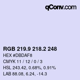 Color code: RGB 219.9 218.2 248 | qconv.com