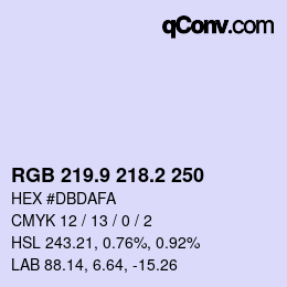 Color code: RGB 219.9 218.2 250 | qconv.com